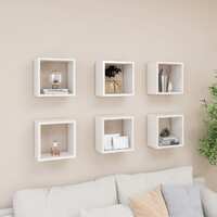  Wall Cube Shelves 6 pcs High Gloss White 26x15x26 cm