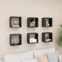  Wall Cube Shelves 6 pcs High Gloss Grey 26x15x26 cm