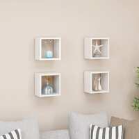  Wall Cube Shelves 4 pcs High Gloss White 22x15x22 cm