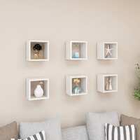  Wall Cube Shelves 6 pcs High Gloss White 22x15x22 cm