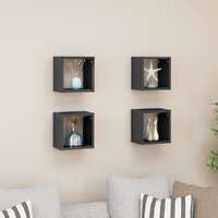  Wall Cube Shelves 4 pcs High Gloss Grey 22x15x22 cm