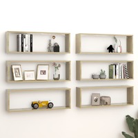  Wall Cube Shelves 6 pcs Sonoma Oak 80x15x26.5 cm Engineered Wood