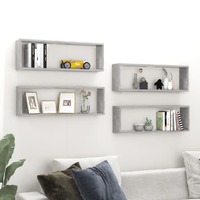  Wall Cube Shelves 4 pcs Concrete Grey 80x15x26.5 cm Engineered Wood