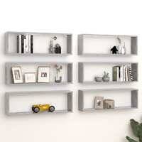  Wall Cube Shelves 6 pcs Concrete Grey 80x15x26.5 cm Engineered Wood