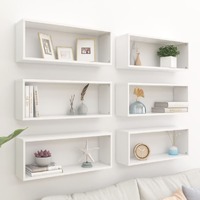  Wall Cube Shelves 6 pcs White 60x15x23 cm Engineered Wood