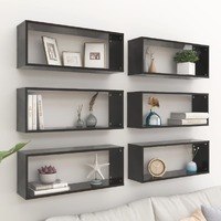  Wall Cube Shelves 6 pcs Black 60x15x23 cm Engineered Wood