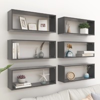 Wall Cube Shelves 6 pcs Grey 60x15x23 cm Engineered Wood
