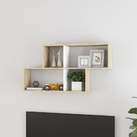  Wall Shelf White and Sonoma Oak 100x18x53 cm Engineered Wood