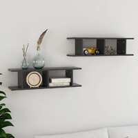  Wall Shelves 2 pcs Grey 75x18x20 cm Engineered Wood