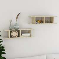  Wall Shelves 2 pcs Sonoma Oak 75x18x20 cm Engineered Wood
