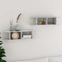  Wall Shelves 2 pcs Concrete Grey 75x18x20 cm Engineered Wood
