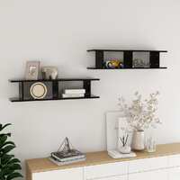  Wall Shelves 2 pcs Black 90x18x20 cm Engineered Wood
