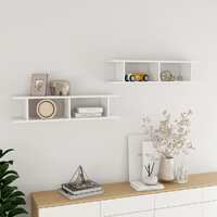  Wall Shelves 2 pcs High Gloss White 90x18x20 cm Engineered Wood