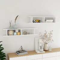  Wall Shelves 2 pcs High Gloss White 105x18x20cm Engineered Wood