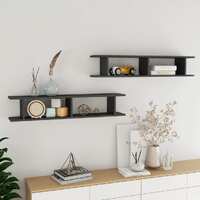  Wall Shelves 2 pcs High Gloss Grey 105x18x20cm Engineered Wood