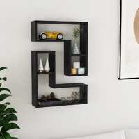  Wall Shelves 2 pcs High Gloss Black 50x15x50 cm Engineered Wood