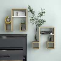  Wall Shelves 2 pcs White and Sonoma Oak 50x15x50 cm Engineered Wood
