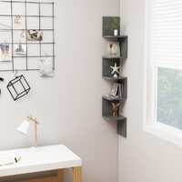  Wall Corner Shelf Grey 20x20x127.5 cm Engineered Wood