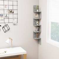  Wall Corner Shelf Concrete Grey 20x20x127.5 cm Engineered Wood