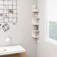  Wall Corner Shelf High Gloss White 20x20x127.5 cm Engineered Wood