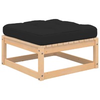  Garden Footstool with Cushion Solid Pinewood