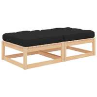  Garden Footstools with Cushions 2 pcs Solid Pinewood