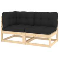  2 Piece Garden Lounge Set with Cushions Solid Pinewood