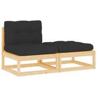  2 Piece Garden Lounge Set with Cushions Solid Pinewood