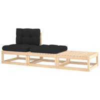  3 Piece Garden Lounge Set with Cushions Solid Pinewood