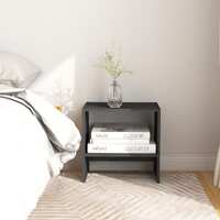  Bedside Cabinet Grey 40x30.5x40 cm Solid Pinewood