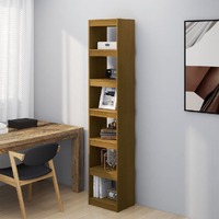  Book Cabinet/Room Divider Honey Brown Solid Pinewood
