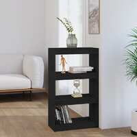  Book Cabinet/Room Divider Black 60x30x103.5 cm Solid Wood Pine