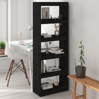  Book Cabinet/Room Divider Black 60x30x167.5 cm Solid Wood Pine