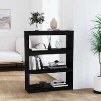  Book Cabinet/Room Divider Black 80x30x103.5 cm Solid Wood Pine