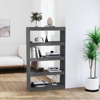  Book Cabinet/Room Divider Grey 80x30x135.5 cm Solid Wood Pine