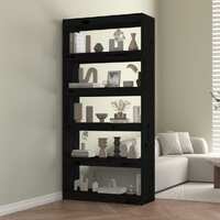  Book Cabinet/Room Divider Black 80x30x167.4 cm Solid Wood Pine
