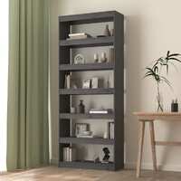  Book Cabinet/Room Divider Grey 80x30x199.5 cm Solid Wood Pine