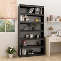  Book Cabinet/Room Divider Grey 100x30x200 cm Solid Pinewood