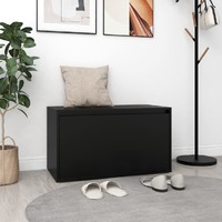  Hall Bench 80x40x45 cm Black Engineered Wood