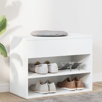  Shoe Bench White 60x30x45 cm Engineered Wood