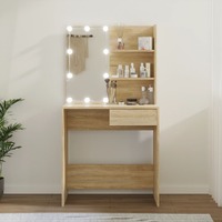  Dressing Table with LED Sonoma Oak 74.5x40x141 cm Engineered Wood