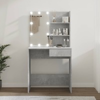  Dressing Table with LED Concrete Grey 74.5x40x141 cm