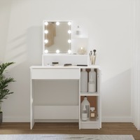  Dressing Table with LED White 86.5x35x136 cm