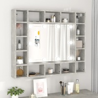  Mirror Cabinet with LED Concrete Grey 91x15x76.5 cm