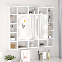  Mirror Cabinet with LED High Gloss White 91x15x76.5 cm