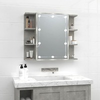  Mirror Cabinet with LED Concrete Grey 70x16.5x60 cm