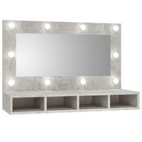  Mirror Cabinet with LED Concrete Grey 90x31.5x62 cm