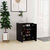  Shoe Cabinet Black 60x35x70 cm Engineered Wood