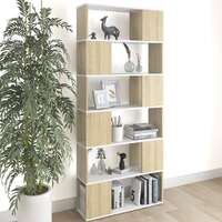  Book Cabinet Room Divider White and Sonoma Oak 80x24x186 cm Engineered Wood