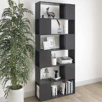  Book Cabinet Room Divider High Gloss Grey 80x24x186 cm Engineered Wood
